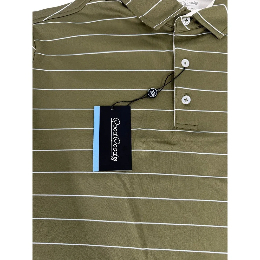 Good Good Golf Stance Stripe Polo Shirt Mens Size L Large Green NWT - Picture 3 of 5